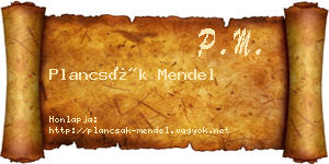 Plancsák Mendel névjegykártya